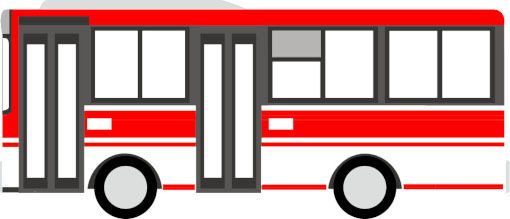 白地に赤いラインの乗合バス